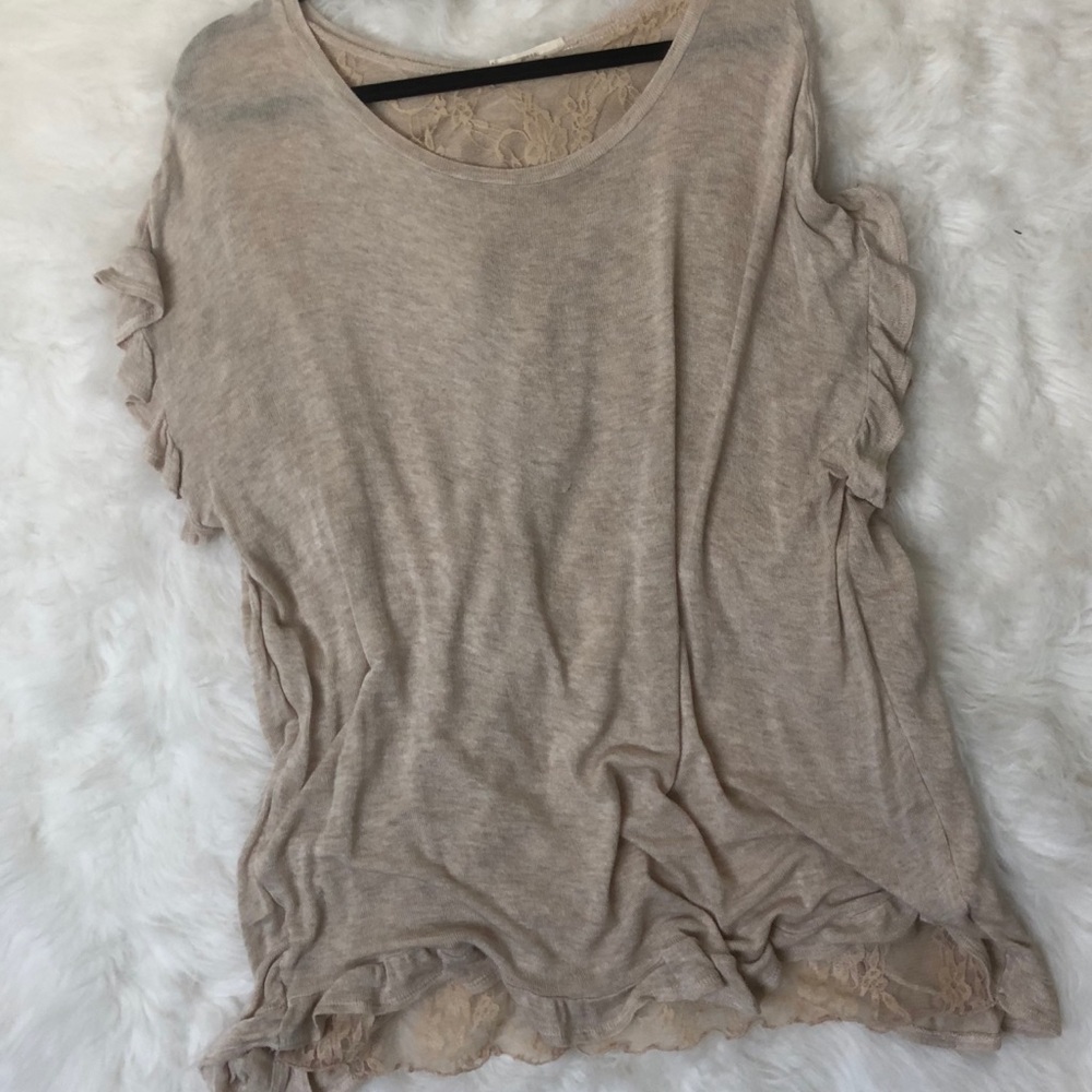 Oversized Top - cream knit and lace